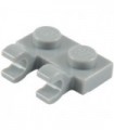 Light Bluish Gray Plate, Modified 1 x 2 with Clips Horizontal (thick open O clips)