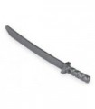 Flat Silver Minifigure, Weapon Sword, Shamshir/Katana (Square Guard) with Capped Pommel and Holes in Crossguard and Blade