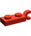 Red Plate, Modified 1 x 2 with Clip Horizontal on End