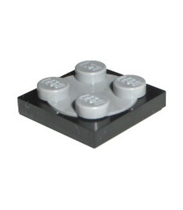 Black Turntable 2 x 2 Plate, Complete Assembly with Light Bluish Gray Top