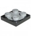 Black Turntable 2 x 2 Plate, Complete Assembly with Light Bluish Gray Top