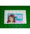 White Tile, Modified 4 x 6 with Studs on Edges with Girl and 'Beauty Shop' Pattern (Sticker) - Set 3187