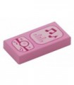 Bright Pink Tile 1 x 2 with Cell Phone / Music Player Pattern