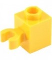 Yellow Brick, Modified 1 x 1 with Clip Vertical (open O clip) - Hollow Stud
