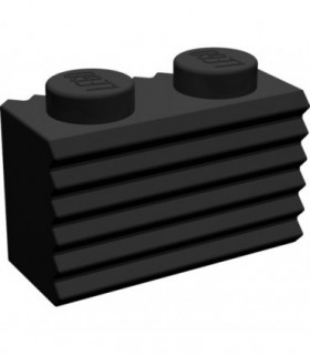 Black Brick, Modified 1 x 2 with Grille