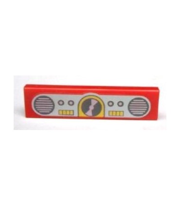 Red Tile 1 x 4 with Lights with CD and Speakers on Light Aqua Background Pattern