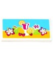 White Tile 2 x 4 with Drink, Fruits and Flowers Pattern (Sticker) - Set 41008