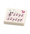 White Tile 2 x 2 with Music Notes and Butterflies Pattern