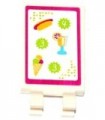 White Tile, Modified 2 x 3 with 2 Clips with Menu with Hot Dog, Drink and Ice Cream Cone Pattern (Sticker) - Set 41008