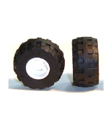 White Wheel 11mm D. x 12mm, Hole Notched for Wheels Holder Pin with Black Tire 24 x 12 R Balloon