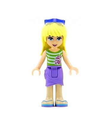 Friends Stephanie, Medium Lavender Wrap Skirt, Green Top with White Stripes, Sunglasses
