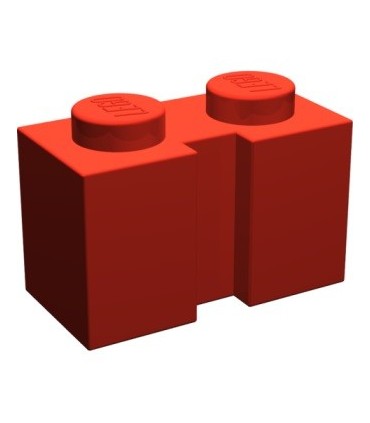 Red Brick, Modified 1 x 2 with Groove