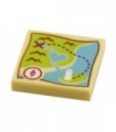 Tan Tile 2 x 2 with Map Heartlake City Bay Pattern