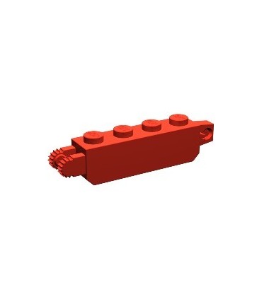 Red Hinge Brick 1 x 4 Locking with 1 Finger Vertical End and 2 Fingers Vertical End