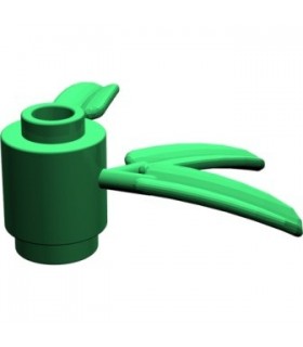 Green Plant Brick, Round 1 x 1 with 3 Bamboo Leaves