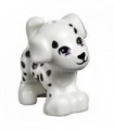 White Dog Small Standing with Medium Lavender Eyes, Black Nose and Mouth, Dalmatian Pattern