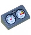 Dark Bluish Gray Slope 30 1 x 2 x 2/3 with 2 Gauges and Silver Outline Pattern