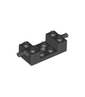 Black Brick, Modified 2 x 4 with Wheels Holder with 2 x 2 Cutout and Hole
