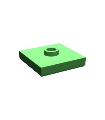 Bright Green Plate, Modified 2 x 2 with Groove and 1 Stud in Center