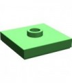 Bright Green Plate, Modified 2 x 2 with Groove and 1 Stud in Center