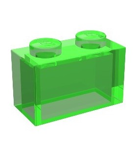 Trans-Bright Green Brick 1 x 2 without Bottom Tube
