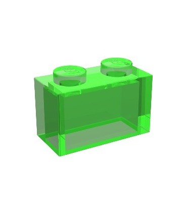 Trans-Bright Green Brick 1 x 2 without Bottom Tube