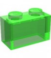 Trans-Bright Green Brick 1 x 2 without Bottom Tube