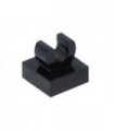 Black Tile, Modified 1 x 1 with Clip - Rounded Edges