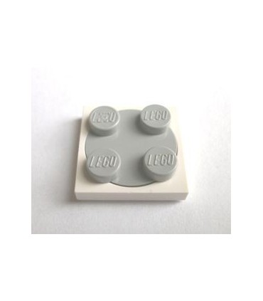 White Turntable 2 x 2 Plate, Complete Assembly with Light Bluish Gray Top