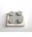 White Turntable 2 x 2 Plate, Complete Assembly with Light Bluish Gray Top