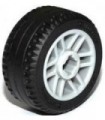 Light Bluish Gray Wheel 14mm D. x 9.9mm with Center Groove, Fake Bolts and 6 Spokes with Black Tire 21 X 9.9
