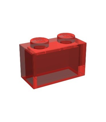 Trans-Red Brick 1 x 2 without Bottom Tube