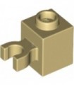 Tan Brick, Modified 1 x 1 with Clip Vertical (open O clip) - Hollow Stud