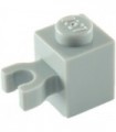 Light Bluish Gray Brick, Modified 1 x 1 with Clip Vertical (open O clip) - Hollow Stud