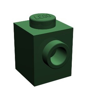 Dark Green Brick, Modified 1 x 1 with Stud on 1 Side