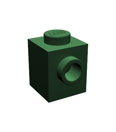 Dark Green Brick, Modified 1 x 1 with Stud on 1 Side