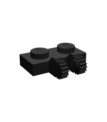 Black Hinge Plate 1 x 2 Locking with 2 Fingers on Side