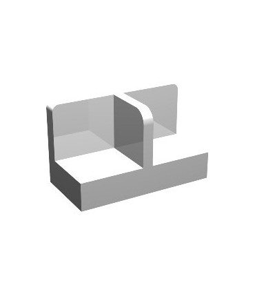 White Panel 1 x 2 x 1 with Rounded Corners and Center Divider