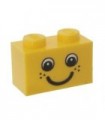 Yellow Brick 1 x 2 with Eyes and Freckles and Smile Pattern