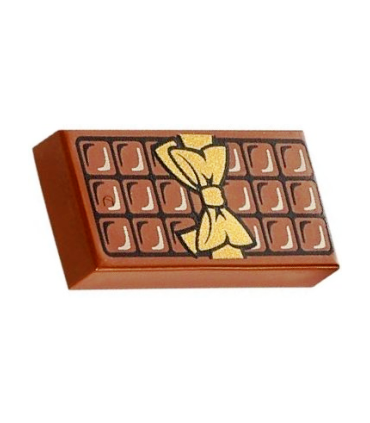 Reddish Brown Tile 1 x 2 with Chocolate Bar Pattern