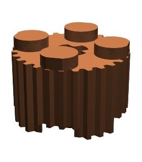 Reddish Brown Brick, Round 2 x 2 with Grille and Axle Hole
