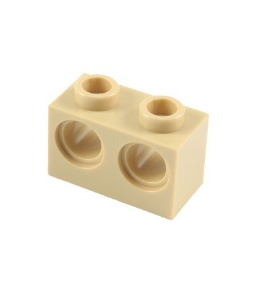 Tan Technic, Brick 1 x 2 with Holes