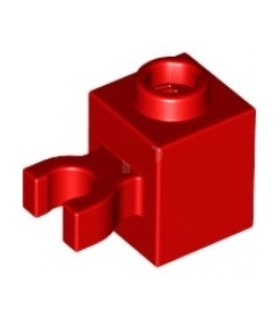 Red Brick, Modified 1 x 1 with Clip Vertical (open O clip) - Hollow Stud