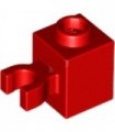 Red Brick, Modified 1 x 1 with Clip Vertical (open O clip) - Hollow Stud