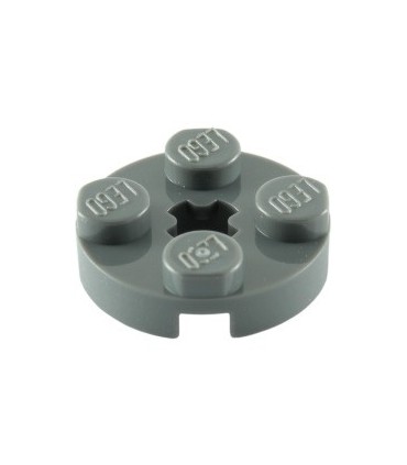 Dark Bluish Gray Plate, Round 2 x 2 with Axle Hole