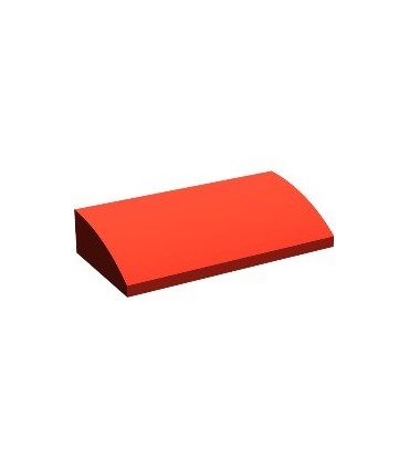Red Slope, Curved 2 x 4 x 2/3 No Studs with Bottom Tubes