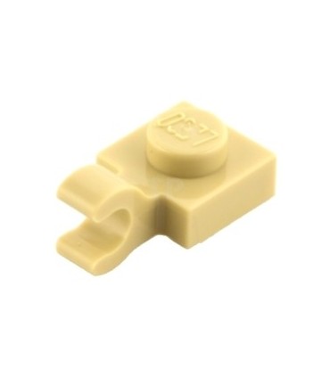 Tan Plate, Modified 1 x 1 with Clip Horizontal (thick open O clip)