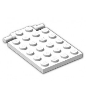 White Plate, Modified 4 x 6 with Trap Door Hinge (Long Pins)
