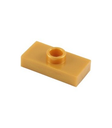 Pearl Gold Plate, Modified 1 x 2 with 1 Stud with Groove and Bottom Stud Holder (Jumper)