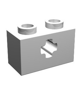 White Technic, Brick 1 x 2 with Axle Hole